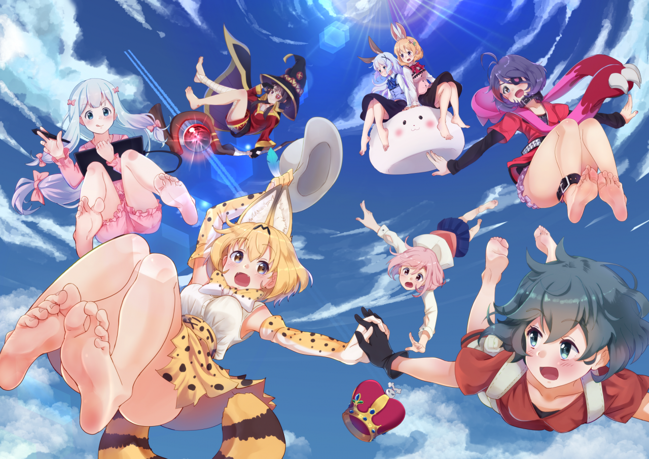 hayasaka-mireihoto-cocoaizumi-sagirikaban-kemono-friendskafuu-chinokoharu-yoshinomeguminserval-kemono-friendstippy-gochiusa