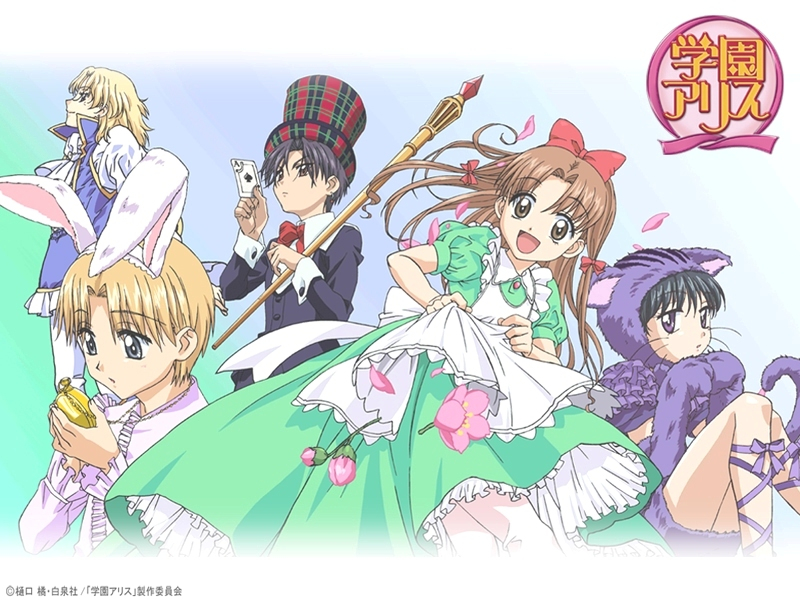 cheshire-cathyuuga-natsumeimai-hotarumad-hatternarumi-gakuen-alicenogi-rukasakura-mikansakura-mikan-gakuen-alicewhite-rabbit