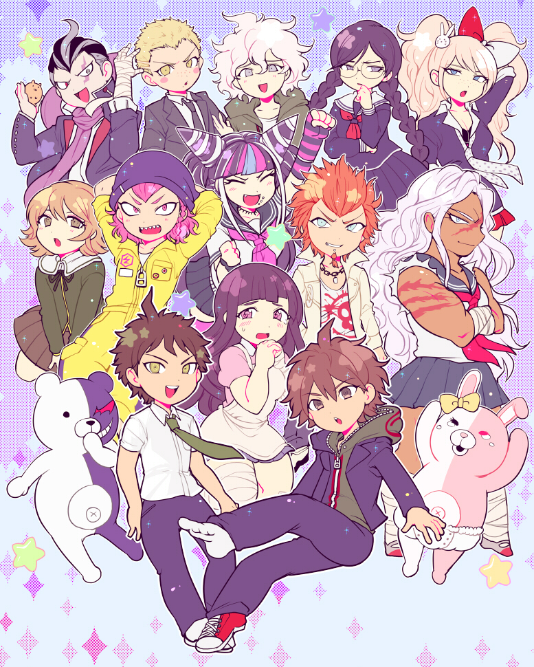 cham-penoshima-junkofujisaki-chihirofukawa-toukohinata-hajimekomaeda-nagitokuwata-reonkuzuryuu-fuyuhikomioda-ibukimonokumamonomi-danganronpanaegi-makotooogami-sakurasouda-kazuichitanaka-gandamutsumiki-mikan