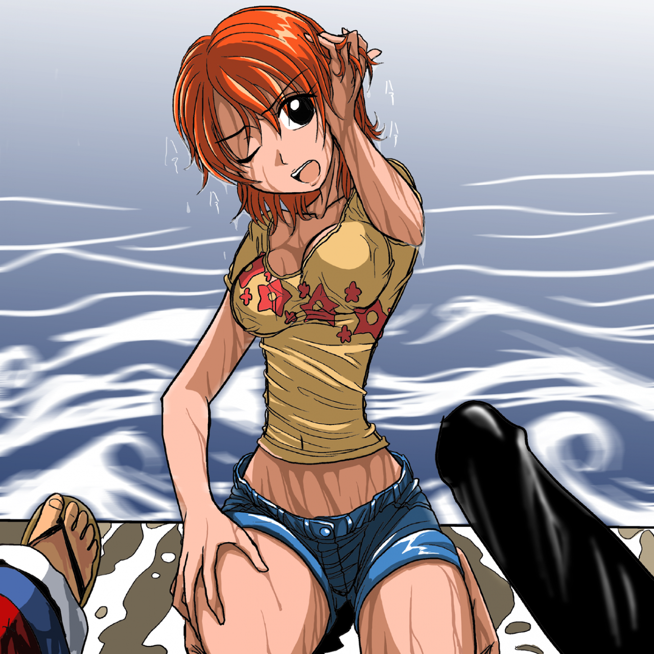 Nami trades her body for treasure. Ван Пис нами связанная. Nami one piece без купальника. Робин нами купальник хентай. One piece nami шорты.