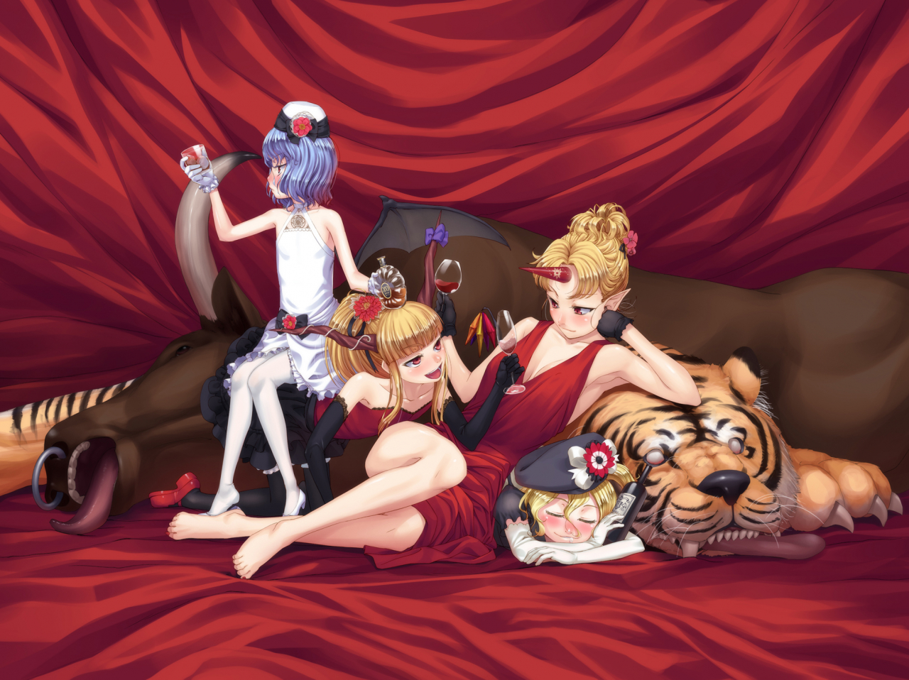 flandre-scarlethoshiguma-yuugiibuki-suikaremilia-scarlet