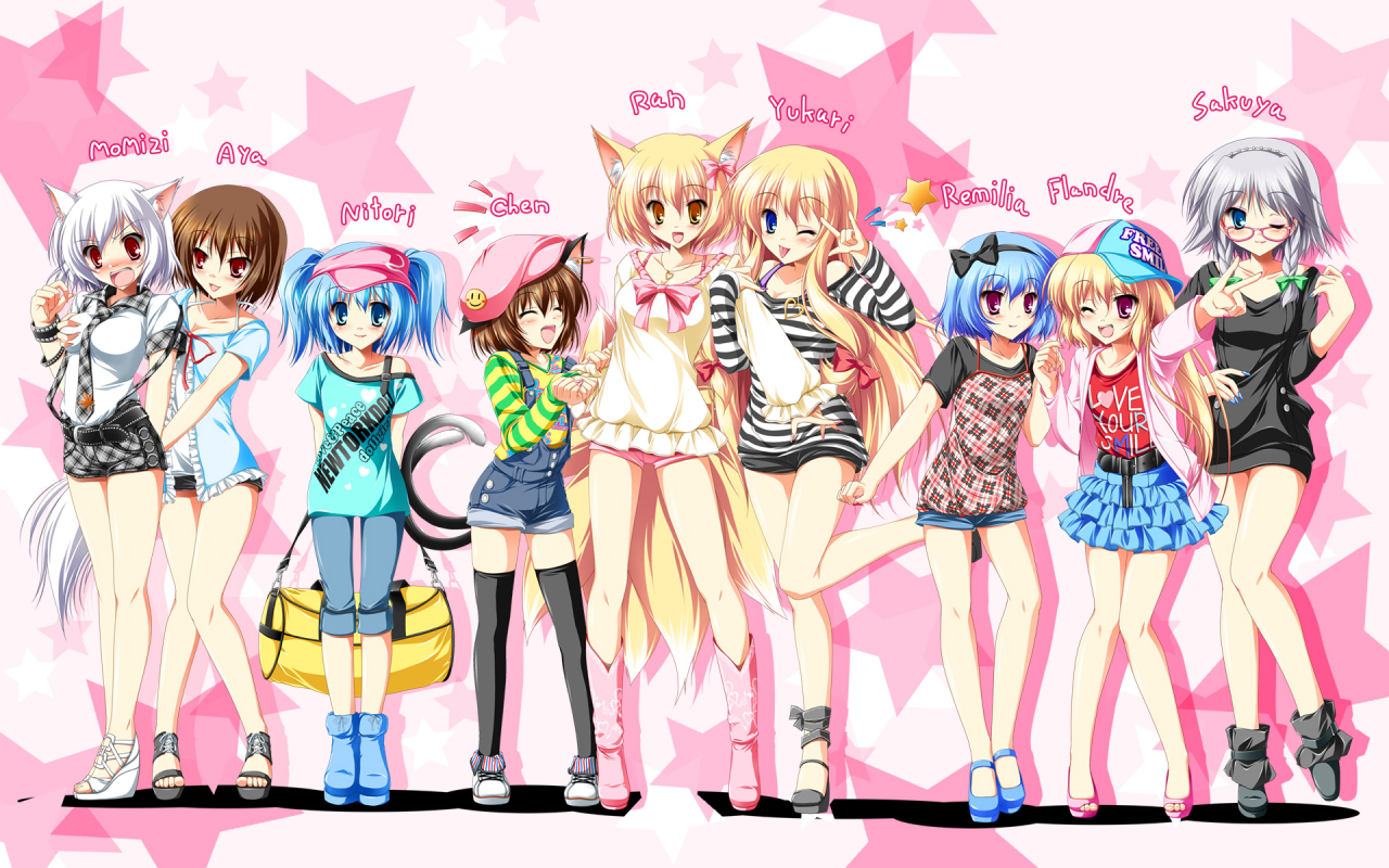 chenflandre-scarletinubashiri-momijiizayoi-sakuyakawashiro-nitoriremilia-scarletshameimaru-ayayakumo-ranyakumo-yukari