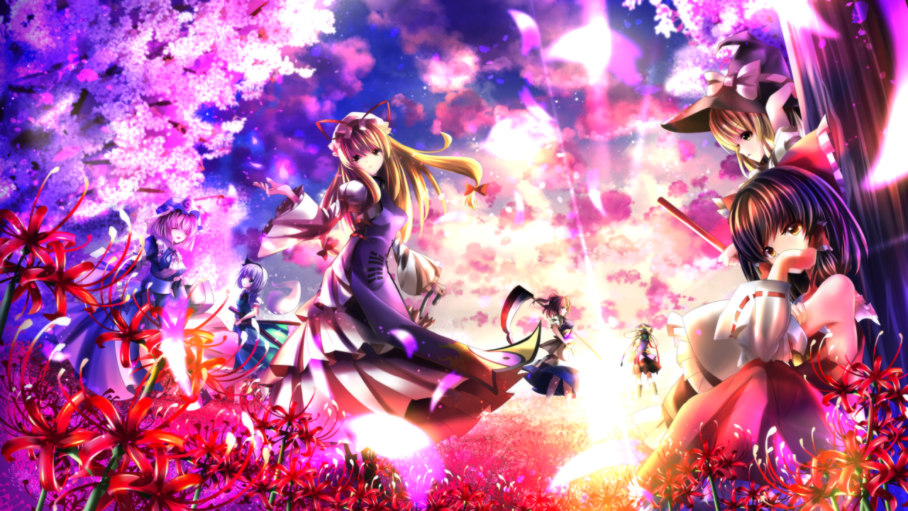 hakurei-reimukirisame-marisaonozuka-komachisaigyouji-yuyukoshiki-eikiyakumo-yukari