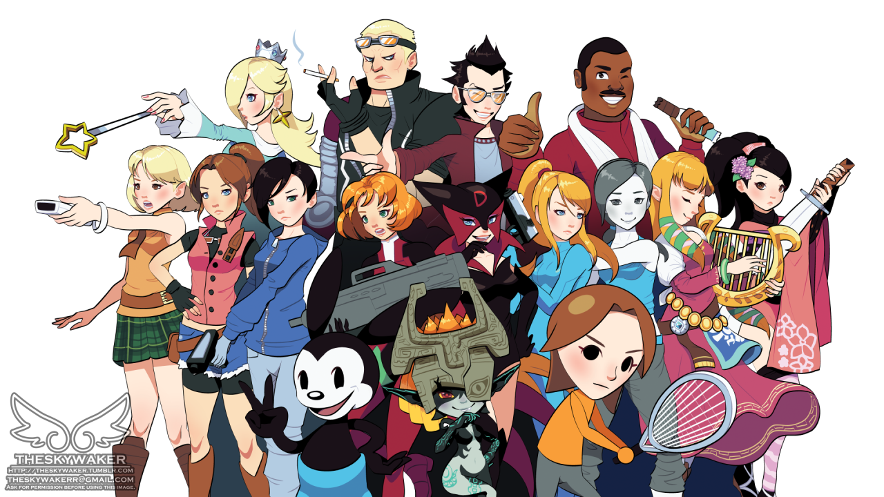 ashley-grahamclaire-redfieldmidnamii-nintendomomohimeprincess-zeldarosalinasamus-arantravis-touchdownwii-fit-trainer
