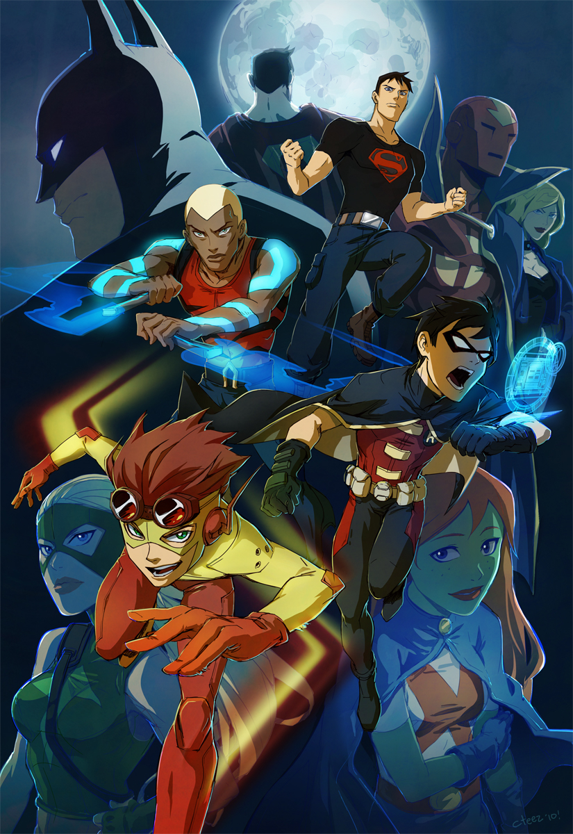 aqua-ladartemis-crockbatmanblack-canarybruce-wayneclark-kentdick-graysonkaldurahmkid-flashmiss-martianred-tornadorobin-dcsuperboysupermanwally-west