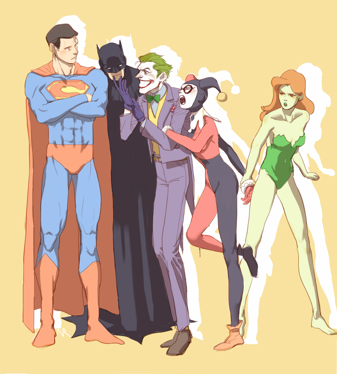 batmanharley-quinnpoison-ivysupermanthe-joker