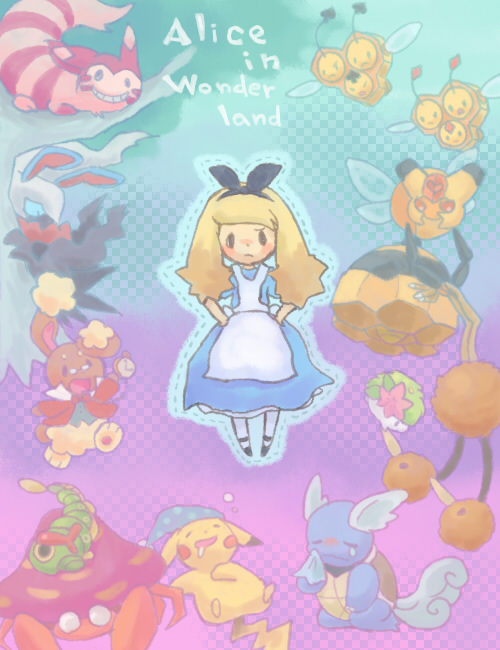 alice-pokemonalice-wonderlandbunearycaterpiecombeedarkraidoduoharuka-pokemonparasectpikachushayminsquirtlevespiquenwartortlewhite-rabbit