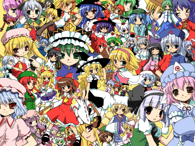 shining trapezohdronaki minoriko+aki shizuha+alice margatroid+chen+cirno+daiyousei+flandre scarlet+fujiwara no mokou+hakurei reimu+hinanawi tenshi+hong meiling+hoshiguma yuugi+houraisan kaguya+ibuk