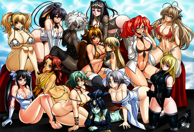 jadenkaibahestia (danmachi)+hikage (senran kagura)+himejima akeno+makoto nanaya+malon+minette (skullgirls)+miss monday (ninja gaiden)+nancy lee+noel vermillion+sento isuzu+shinobu jacobs+super pochaco+thar