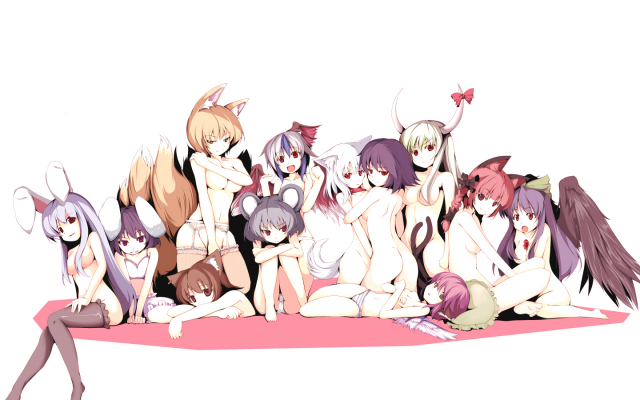fujychen+ex-keine+inaba tewi+inubashiri momiji+kaenbyou rin+kamishirasawa keine+mystia lorelei+nazrin+reisen udongein inaba+reiuji utsuho+shameimaru aya+tokiko (touhou)+yakumo ran357633cece02d93e465fa2f90a
