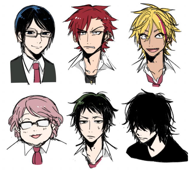 konkichi (flowercabbage)akagami (konkichi)+aotsuki (konkichi)+black (konkichi)+blue (konkichi)+green (konkichi)+kousaka (konkichi)+kurosu (konkichi)+kurumizawa (konkichi)+pink (konkichi)+red (konkichi)+tab