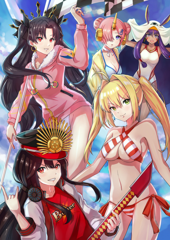 kelinch1frankenstein's monster (fate)+frankenstein's monster (swimsuit saber) (fate)+ishtar (fate grand order)+ishtar (swimsuit rider) (fate)+medjed+nero claudius (fate) (all)+nero claudius (swimsuit caste