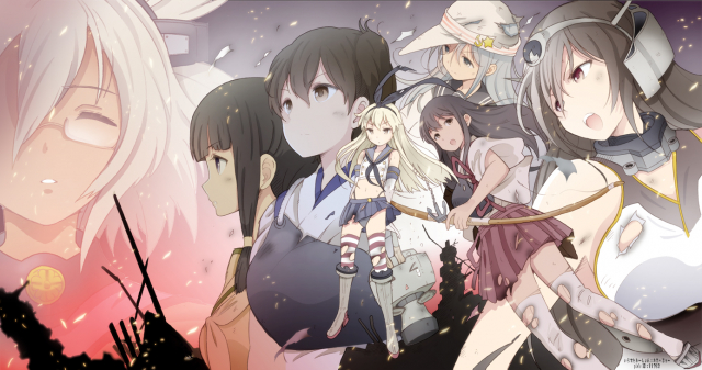 yamasaki wataruakagi (kantai collection)+hibiki (kantai collection)+kaga (kantai collection)+kitakami (kantai collection)+musashi (kantai collection)+nagato (kantai collection)+shimakaze (kantai collection