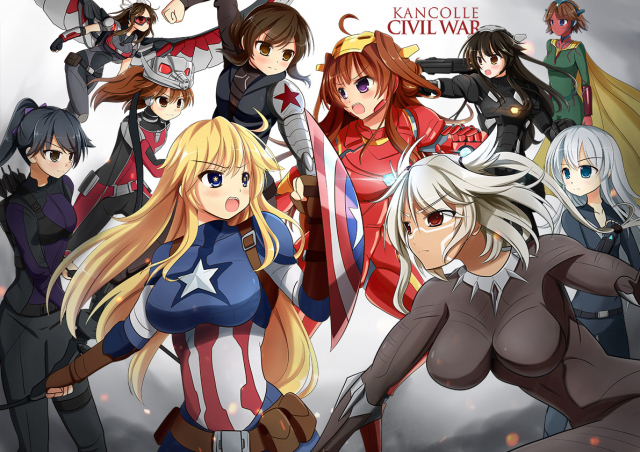 setia pradiptaant-man+black panther (marvel)+black widow+captain america+fubuki (kantai collection)+haruna (kantai collection)+hawkeye (marvel)+hibiki (kantai collection)+hiei (kantai collection)+hiyou (ka