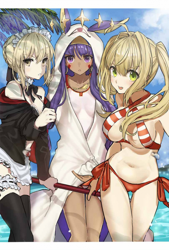 teshima nariartoria pendragon (all)+artoria pendragon (swimsuit rider alter)+nero claudius (fate) (all)+nero claudius (swimsuit caster) (fate)+nitocris (fate grand order)+nitocris (swimsuit assassin) (fate