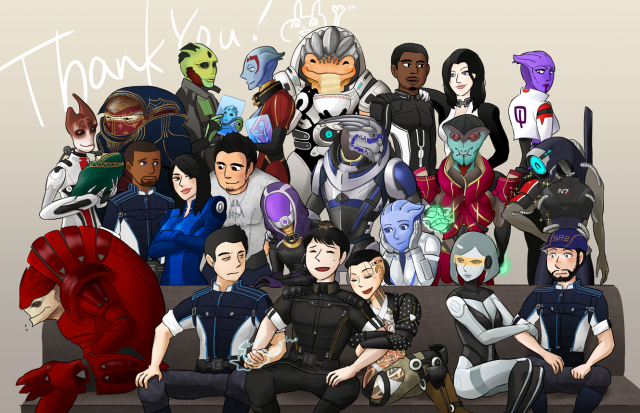 sawa (saza)aria t'loak (mass effect)+ashley williams+commander shepard+commander shepard (male)+edi (mass effect)+eve (mass effect)+falere+garrus vakarian+grunt (mass effect)+jack (mass effect)+jacob taylo