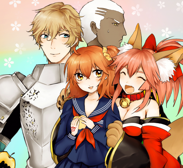 randou (harurunomori)emiya alter+fujimaru ritsuka (female)+gawain (fate extra)+gawain (fate grand order)+tamamo (fate) (all)+tamamo cat (fate)+tamamo no mae (fate)234814b16b2f060fea52a1f05099bd81