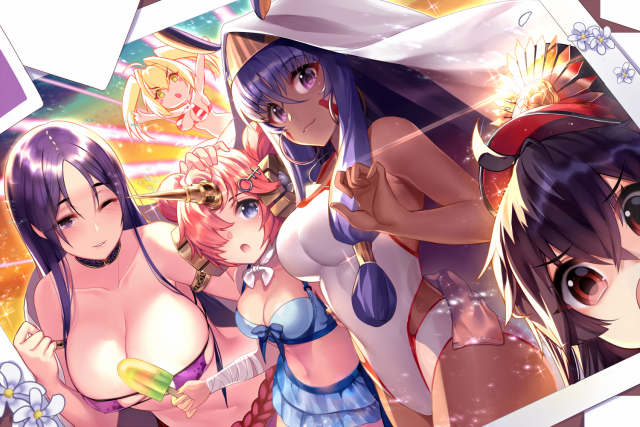 gendo0032frankenstein's monster (fate)+frankenstein's monster (swimsuit saber) (fate)+medjed+minamoto no raikou (fate grand order)+minamoto no raikou (swimsuit lancer) (fate)+nero claudius (fate) (all)+ner