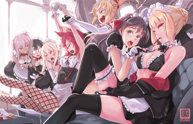 nekomimipunksartoria pendragon (all)+artoria pendragon (swimsuit rider alter)+chloe von einzbern+illyasviel von einzbern+matou sakura+miyu edelfelt+mordred (fate)+mordred (fate) (all)+tamamo (fate) (all)+t