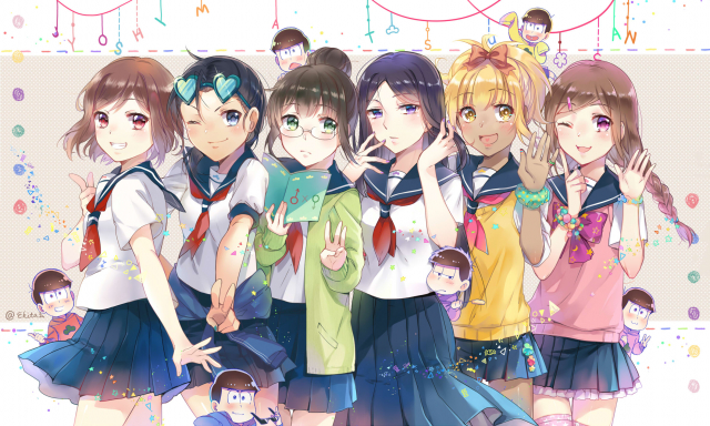 ekita xuanchoroko (osomatsu-san)+ichiko (osomatsu-san)+juushiko (osomatsu-san)+karako (osomatsu-san)+matsuno choromatsu+matsuno ichimatsu+matsuno juushimatsu+matsuno karamatsu+matsuno osomatsu+matsuno todo