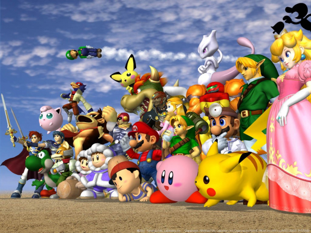 bowser+captain falcon+donkey kong+dr. mario+falco lombardi+fox mccloud+ganondorf+ice climbers+jigglypuff+kirby+koopa+link+luigi+mario+marth+mewtwo+mr. game & watch+nana (ice climber)+ness+pichu+pikachu+pop