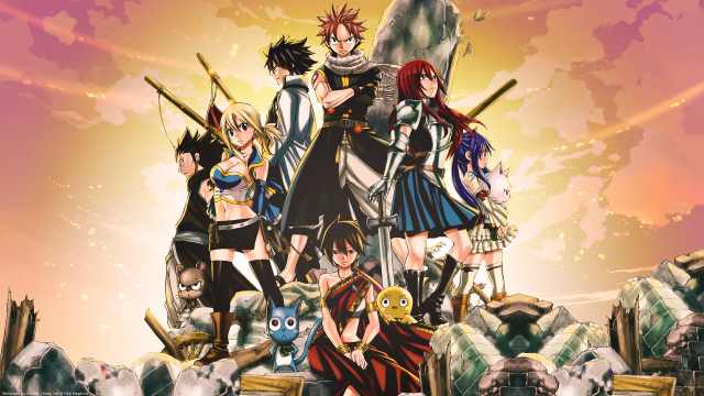 mashima hirocharle (fairy tail)+eclair (fairy tail)+erza scarlet+gajeel redfox+gray fullbuster+happy (fairy tail)+lucy heartfilia+momon (fairy tail)+natsu dragneel+pantherlily+wendy marvell93b5a23d9ee1e289
