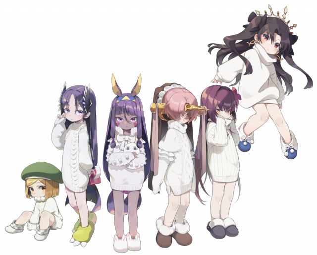 amana (pocketkey)frankenstein's monster (fate)+ishtar (fate grand order)+medjed+minamoto no raikou (fate grand order)+nitocris (fate grand order)+paul bunyan (fate grand order)+scathach (fate) (all)+scatha