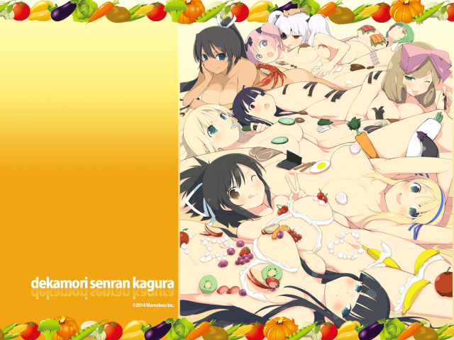 yaegashi nanasuka (senran kagura)+haruka (senran kagura)+hibari (senran kagura)+hikage (senran kagura)+homura (senran kagura)+ikaruga (senran kagura)+katsuragi (senran kagura)+mirai (senran kagura)+yagyuu