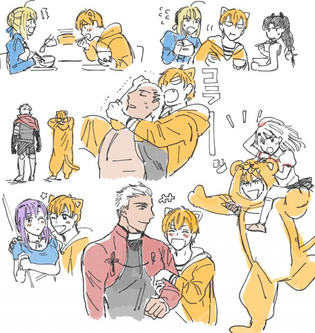 funako (hatoda)archer+artoria pendragon (all)+emiya alter+emiya kiritsugu+emiya kiritsugu (assassin)+fujimura taiga+illyasviel von einzbern+jaguarman (fate grand order)+matou sakura+parvati (fate grand ord