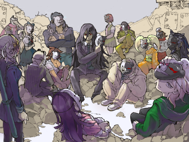 guoguo kanonhanamura teruteru+kamukura izuru+koizumi mahiru+komaeda nagito+kuzuryuu fuyuhiko+mioda ibuki+nidai nekomaru+owari akane+pekoyama peko+saionji hiyoko+sonia nevermind+tanaka gandamu+togami byakuy