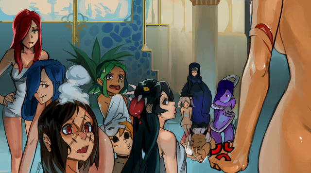 hirundo rusticabloody marie (skullgirls)+carol (skullgirls)+cerebella (skullgirls)+double (skullgirls)+eliza (skullgirls)+filia (skullgirls)+leviathan (skullgirls)+ms. fortune (skullgirls)+painwheel (skull