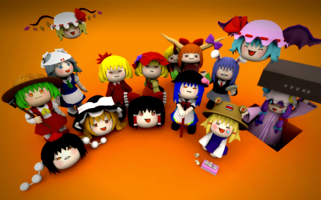 aki minoriko+aki shizuha+flandre scarlet+hakurei reimu+hinanawi tenshi+hoshiguma yuugi+ibuki suika+izayoi sakuya+kazami yuuka+kimeemaru+kirisame marisa+moriya suwako+patchouli knowledge+reisen udongein ina