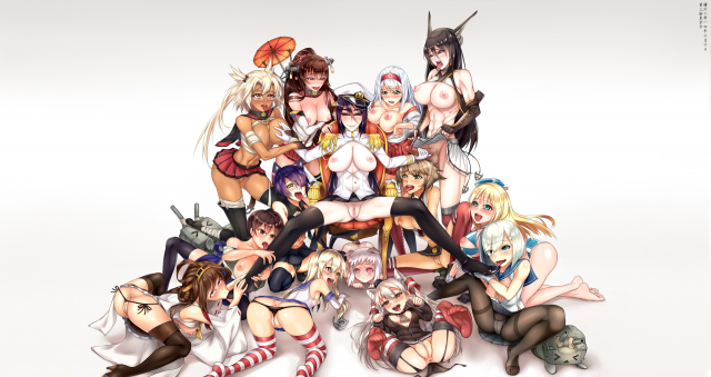 shoujo donburiamatsukaze (kantai collection)+atago (kantai collection)+female admiral (kantai collection)+hamakaze (kantai collection)+kaga (kantai col