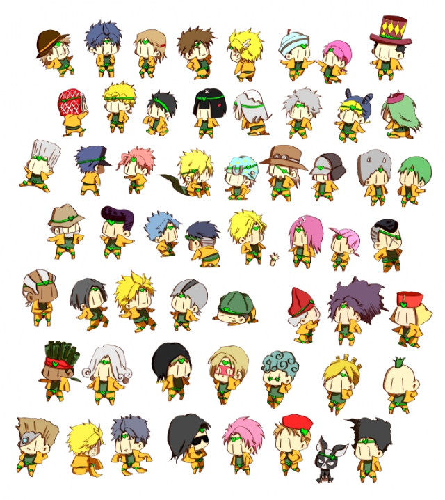 hagino marubruno buccellati+caesar anthonio zeppeli+diavolo+dio brando+donatello versace+enrico pucci+erina pendleton+ermes costello+esidisi+foo fighters+funny valentine+ghiaccio+giorno giovanna+guido mist