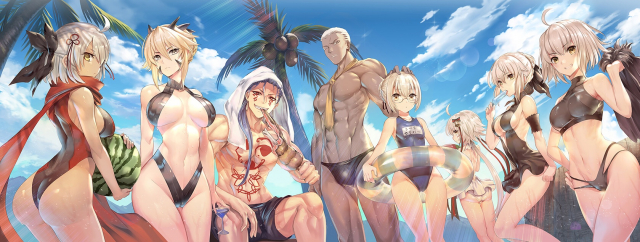 teddy (khanshin)artoria pendragon (all)+artoria pendragon (lancer alter)+artoria pendragon (swimsuit rider alter)+cu chulainn alter (fate grand order)+emiya alter+jeanne d'arc (alter) (fate)+jeanne d'arc (