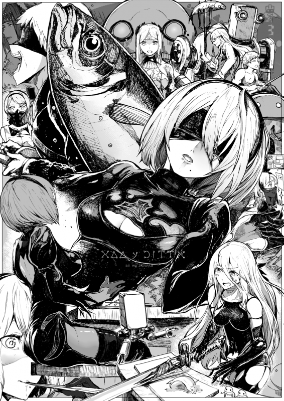 syateyadam (nier automata)+anemone (nier automata)+emil (nier)+eve (nier automata)+operator 21o+operator 6o+pascal (nier automata)+pod (nier automata)+yorha infantry squad commander+yorha no. 2 type b+yorh