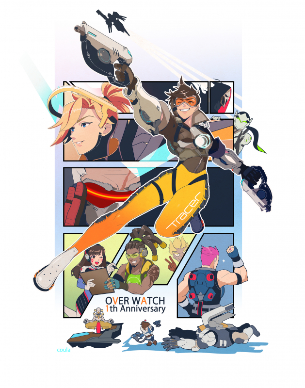 coula catd.va (overwatch)+genji (overwatch)+junkrat (overwatch)+lucio (overwatch)+mei (overwatch)+mercy (overwatch)+pharah (overwatch)+reaper (overwatch)+snowball (overwatch)+soldier 76 (overwatch)+tracer