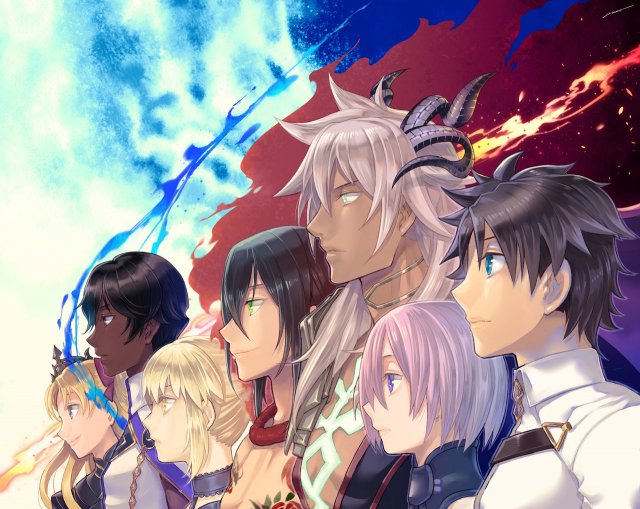 amatari sukuzakkiarjuna (fate grand order)+artoria pendragon (all)+ereshkigal (fate grand order)+fujimaru ritsuka (male)+mash kyrielight+saber alter+siegfried (fate)+yan qing (fate grand order)784d2b86cbd3