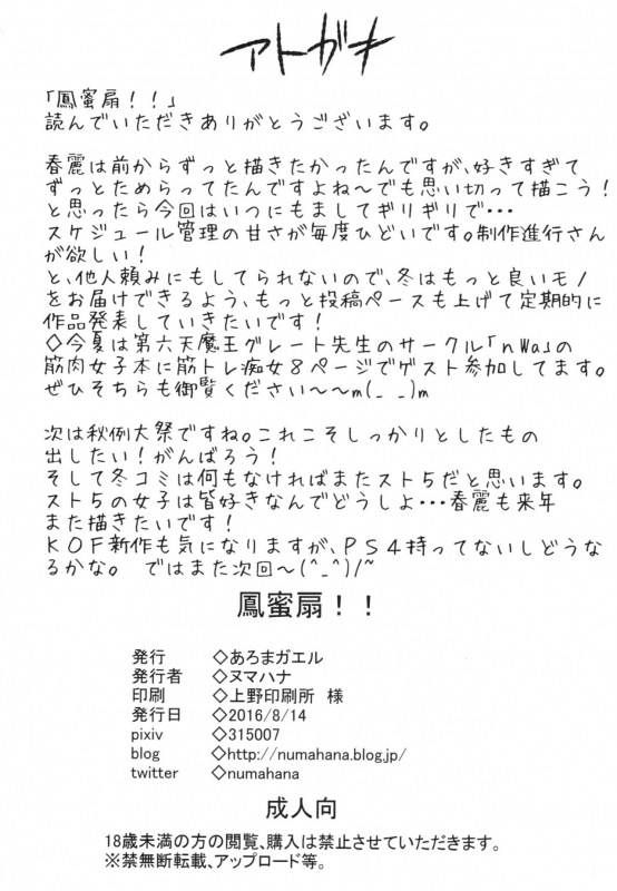 (C90) [Aroma Gaeru (Numahana)] Houmitsusen!! + Paper (Street Fighter)_23