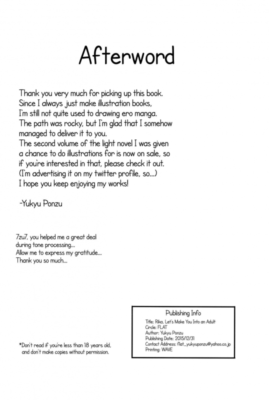 (C89) [FLAT (Yukyu Ponzu)] Rika, Otona ni Shiteageyou  Rika, Let's _23