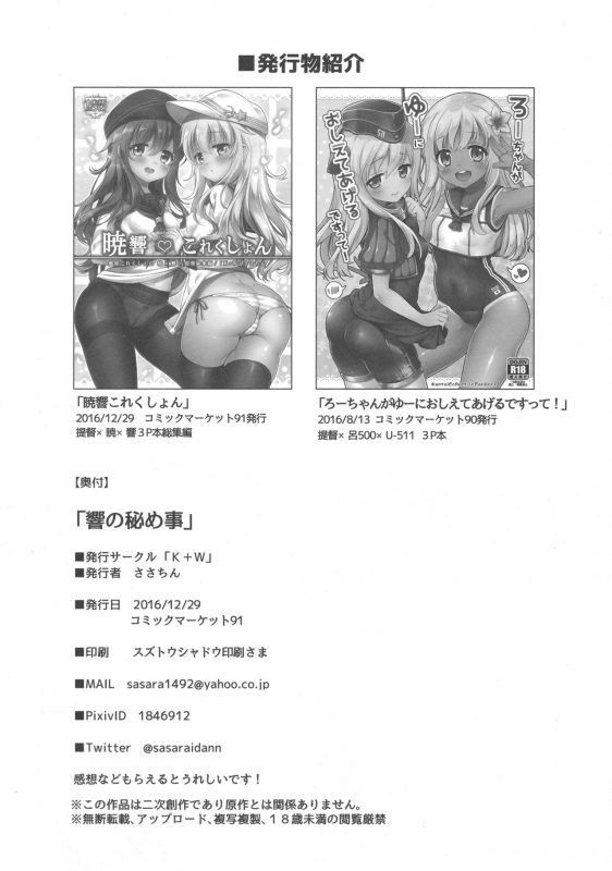 (C91) [K+W (sasachinn)] Hibiki no Himegoto (Kantai Collection -KanColle-) [English] [Doujins.com]_16