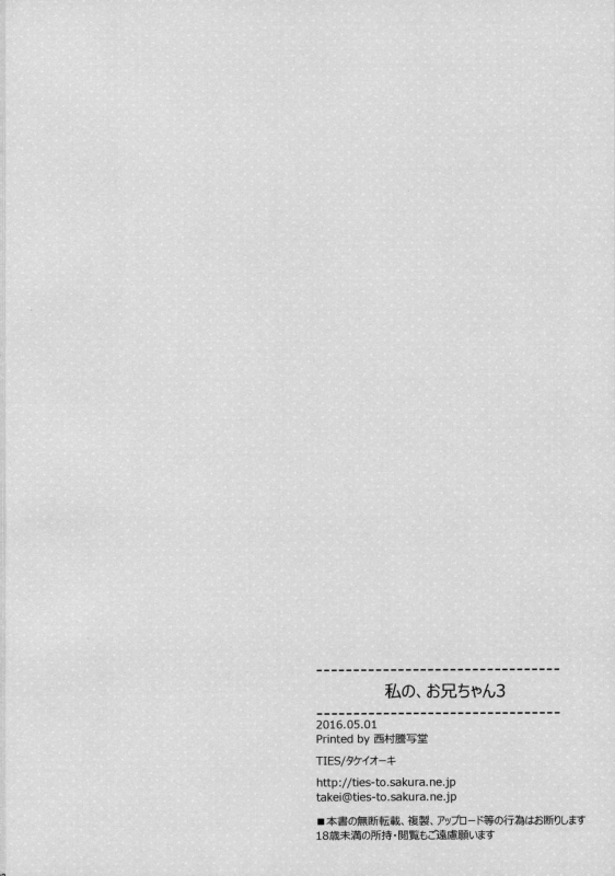 (COMIC1☆10) [TIES (Takei Ooki)] Watashi no, Onii-chan 3 [English] [N04H]_30