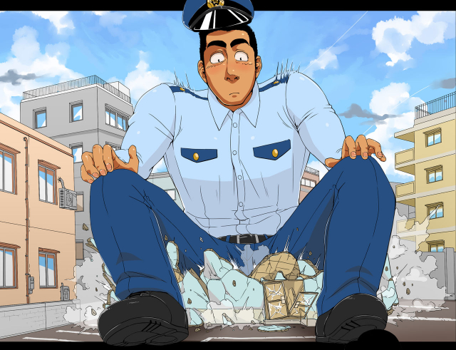 [GakuranmanChijimetaro] Giant Policeman - Free version (giant male comic)_93