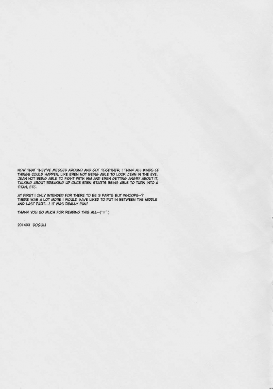 [dg (Doguu)] Ore-tachi Tsukiattemasun. - Kouhen – Shita – (Shingeki no Kyojin) [English] [Moy Mo_31