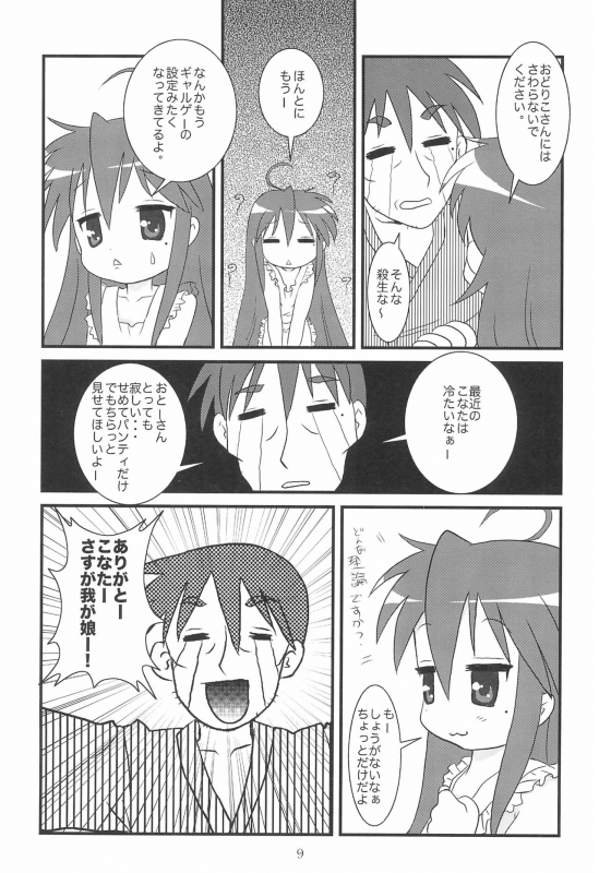 (C72) [Usagi Youchien (Morino Usagi)] Kore, Otou-san ga Tsuketa Camera da yo (Lucky Star)_08