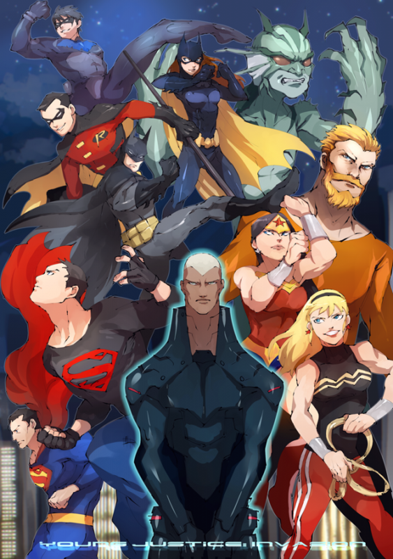 tetuaqua man+barbara gordon+batgirl+batman+bruce wayne+cassandra sandsmark+dick grayson+kaldur'ahm+lagoon boy+nightwing+robin (dc)+superboy+superman+tim drake+wonder girl+wonder woman0d4c8d5a83f845106b