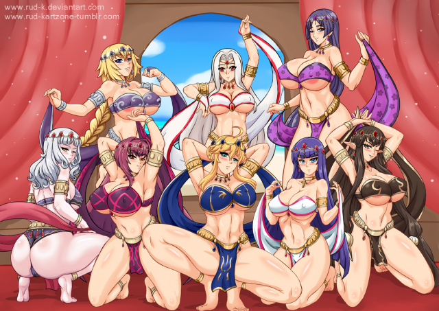 rud-kartoria pendragon (lancer)+carmilla (fate grand order)+irisviel von einzbern+jeanne d'arc (fate)+minamoto no raikou (fate grand order)+saint martha (fate)+scathach (fate grand order)+sem