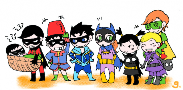 barbara gordon+batgirl+carrie kelly+cassandra cain+damian wayne+dick grayson+jason todd+nightwing+red hood (dc)+robin (dc)+spoiler (dc)+stephanie brown+tim drake7797a6cd8a9641cacce0099bfba0033e