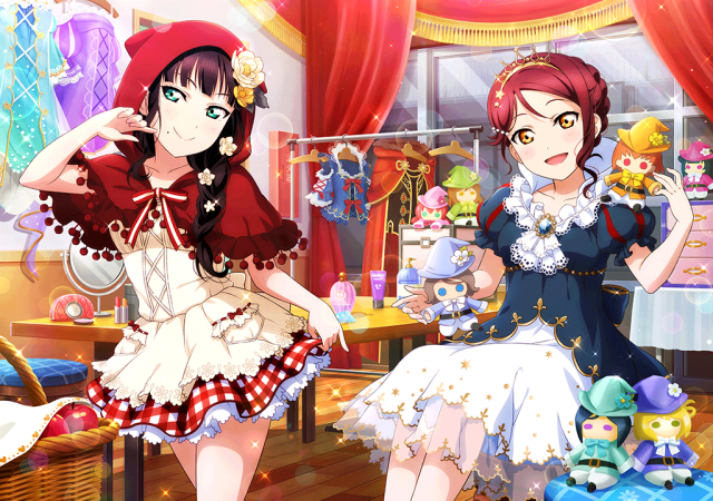 kunikida hanamaru+kurosawa dia+kurosawa ruby+little red riding hood (grimm)+matsuura kanan+ohara mari+sakurauchi riko+snow white (disney)+takami chika+tsushima yoshiko+watanabe you29f952b33ae85eae9