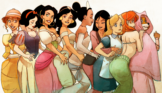 joel jurionalice (wonderland)+ariel (disney)+esmeralda (disney)+fa mulan (disney)+jane porter+jasmine (disney)+maid marian (disney)+mulan+snow white (disney)+tiana+tiana (the princess and the frog)